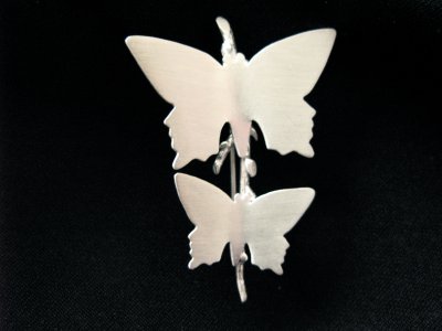 " Silver Fjärilar" brosch borstat